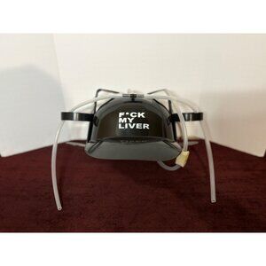 Drinking Helmet with Straws Can Holder Hat for Beer & Soda Black